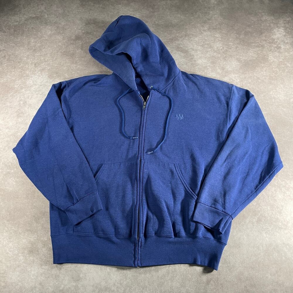 USA Olympics Full Zip Hoodie Sweatshirt Blue Embroidered Logo Size Large